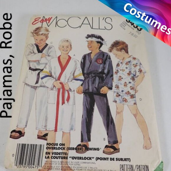 McCall's Other - McCalls 3433 Clothing Pattern EASY kids Robe, Pants, Top; PJs, Marshal Arts